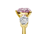Yellow gold Three-Stone Fancy Pink Heart  Diamond Ring with Pear Side Stones in Four-Prong Setting_29