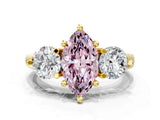 Yellow gold Three-Stone Fancy Pink Marquise  Brilliant Cut Solitaire Ring with Prong Setting on a Classic Band 1