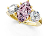 Yellow gold Three-Stone Fancy Pink Marquise  Brilliant Cut Solitaire Ring with Prong Setting on a Classic Band 2