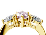 Yellow gold Three-Stone Fancy Pink Marquise  Brilliant Cut Solitaire Ring with Prong Setting on a Classic Band 5