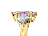 Yellow gold Three-Stone Fancy Pink Marquise  Brilliant Cut Solitaire Ring with Prong Setting on a Classic Band