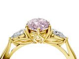 Yellow gold Three-Stone Fancy Pink Marquise Cut Brilliant Diamond Solitaire Ring with Tapered Band and Four-Prong Setting_10