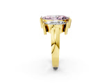 Yellow gold Three Stone Fancy Pink Marquise Cut Cut Channel Set Diamond Ring_2