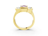 Yellow gold Three Stone Fancy Pink Marquise Cut Cut Channel Set Diamond Ring_3