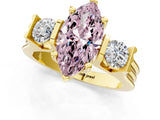 Yellow gold Three-Stone Fancy Pink Marquise Cut Cut Classic Band Prong Setting Ring_1