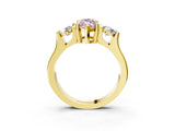 Yellow gold Three-Stone Fancy Pink Marquise Cut Cut Classic Band Prong Setting Ring_3