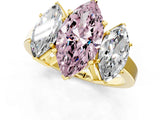 Yellow gold Three-Stone Fancy Pink Marquise Cut Cut Diamond Engagement Ring with Flat Band and Four-Prong Setting_13