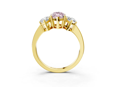 Yellow gold Three-Stone Fancy Pink Marquise Cut Cut Diamond Engagement Ring with Flat Band and Four-Prong Setting_15