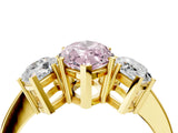 Yellow gold Three-Stone Fancy Pink Marquise Cut Cut Diamond Engagement Ring with Flat Band and Four-Prong Setting_16