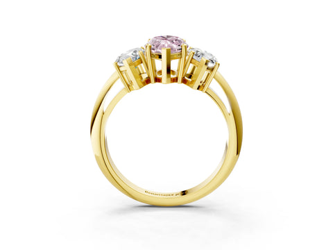 Yellow gold Three-Stone Fancy Pink Marquise Cut Cut Diamond Engagement Ring with Prong Setting on a White Gold Band_51