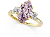 Yellow gold Three-Stone Fancy Pink Marquise Cut Cut Diamond Pavé Band with Prong Setting_16