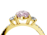 Yellow gold Three-Stone Fancy Pink Marquise Cut Cut Diamond Pavé Band with Prong Setting_19