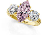 Yellow gold Three-Stone Fancy Pink Marquise Cut Cut Diamond Ring with Channel-Set Band and Prong Setting_1
