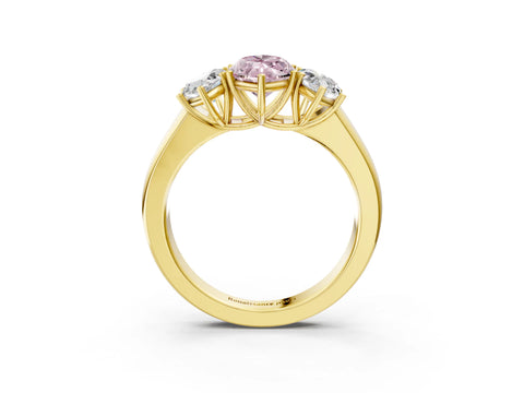 Yellow gold Three-Stone Fancy Pink Marquise Cut Cut Diamond Ring with Prong Setting and Classic Band_3