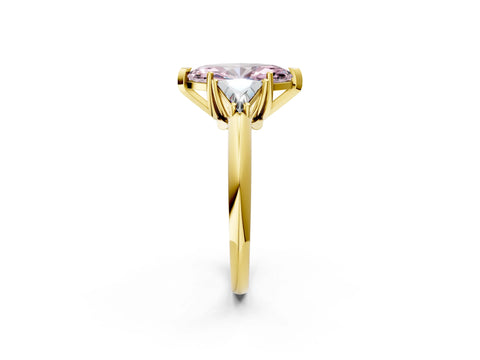 Yellow gold Three-Stone Fancy Pink Marquise Cut Cut Diamond Ring with Trillion Side Stones and Four-Prong Setting_5