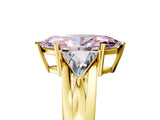 Yellow gold Three-Stone Fancy Pink Marquise Cut Cut Diamond Ring with Trillion Side Stones on a Split Shank Band_5