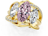 Yellow gold Three-Stone Fancy Pink Marquise Cut Cut Diamond Split Shank Prong Set Ring_1
