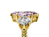 Yellow gold Three-Stone Fancy Pink Marquise Cut Cut Milgrain Band Prong Setting Ring_5