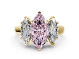 Yellow gold Three-Stone Fancy Pink Marquise Cut Cut Solitaire Ring with Classic Prong Setting