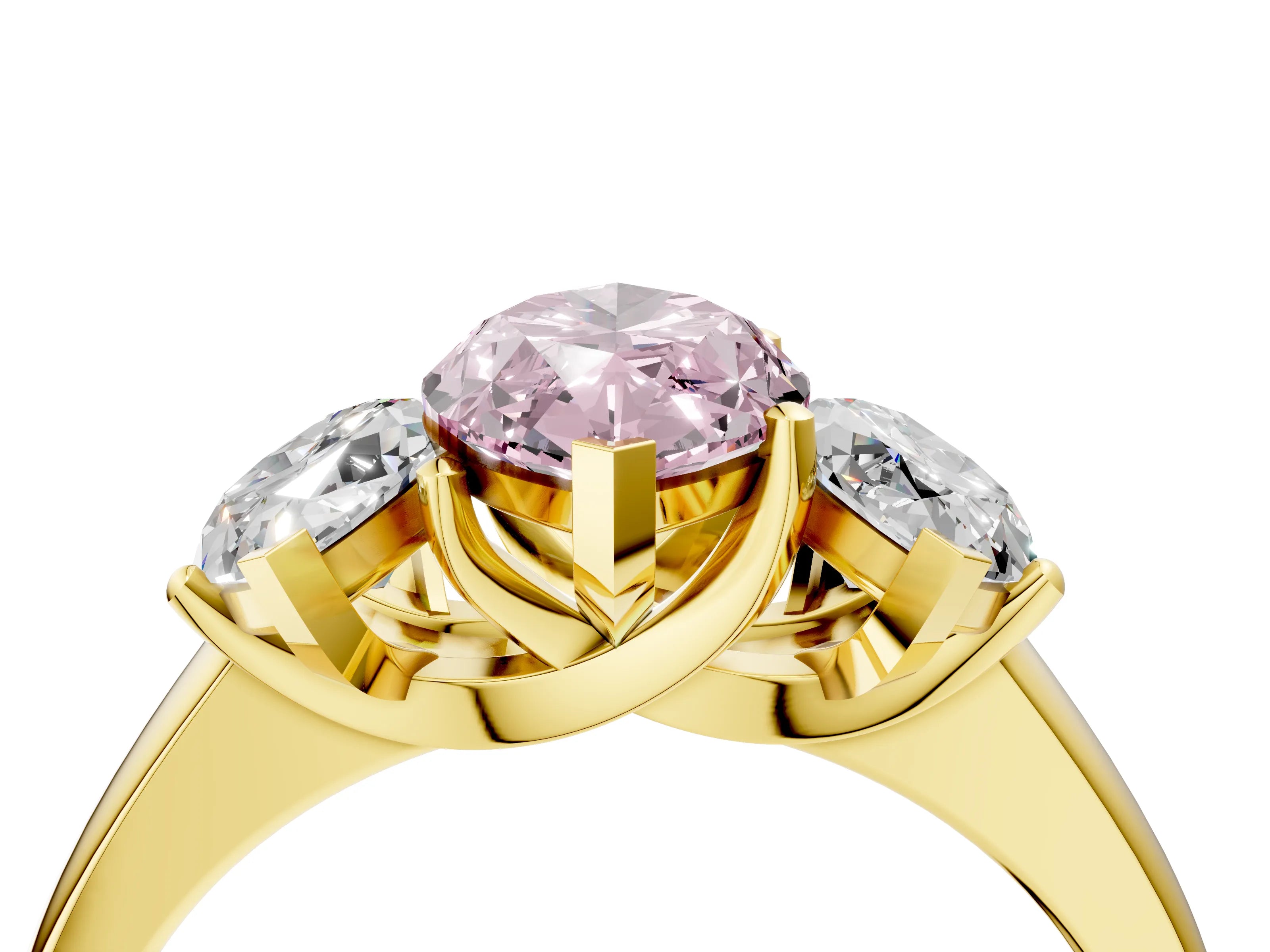 Yellow gold Three-Stone Fancy Pink Marquise Cut Cut Solitaire Ring with Classic Prong Setting_4