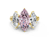 Yellow gold Three-Stone Fancy Pink Marquise Cut Diamond Braided Band Ring with Four-Prong Setting_40
