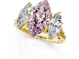 Yellow gold Three-Stone Fancy Pink Marquise Cut Diamond Braided Band Ring with Four-Prong Setting_41