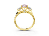 Yellow gold Three-Stone Fancy Pink Marquise Cut Diamond Braided Band Ring with Four-Prong Setting_43