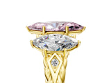 Yellow gold Three-Stone Fancy Pink Marquise Cut Diamond Braided Band Ring with Four-Prong Setting_45
