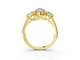 Yellow gold Three-Stone Fancy Pink Marquise Cut Diamond Engagement Ring with Prong Setting_6