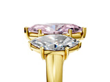 Yellow gold Three-Stone Fancy Pink Marquise Cut Diamond Engagement Ring with Prong Setting_8