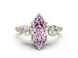 Yellow gold Three-Stone Fancy Pink Marquise  Cut Diamond Pavé Band with Four-Prong Setting_28