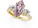 Yellow gold Three-Stone Fancy Pink Marquise  Cut Diamond Pavé Band with Four-Prong Setting_29