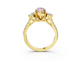Yellow gold Three-Stone Fancy Pink Marquise  Cut Diamond Pavé Band with Four-Prong Setting_31