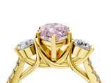 Yellow gold Three-Stone Fancy Pink Marquise  Cut Diamond Pavé Band with Four-Prong Setting_32