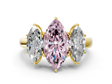Yellow gold Three-Stone Fancy Pink Marquise  Cut Diamond Ring with Channel-Set Band and Four-Prong Setting_61