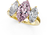 Yellow gold Three-Stone Fancy Pink Marquise  Cut Diamond Ring with Channel-Set Band and Four-Prong Setting_62