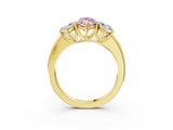 Yellow gold Three-Stone Fancy Pink Marquise  Cut Diamond Ring with Channel-Set Band and Four-Prong Setting_64