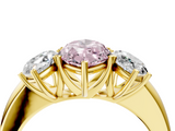 Yellow gold Three-Stone Fancy Pink Marquise  Cut Diamond Ring with Channel-Set Band and Four-Prong Setting_65