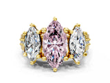 Yellow gold Three-Stone Fancy Pink Marquise  Cut Diamond Ring with Channel-Set Band and Four-Prong Setting_66