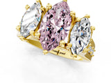 Yellow gold Three-Stone Fancy Pink Marquise  Cut Diamond Ring with Channel-Set Band and Four-Prong Setting_67