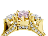 Yellow gold Three-Stone Fancy Pink Marquise  Cut Diamond Ring with Channel-Set Band and Four-Prong Setting_70