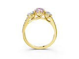 Yellow gold Three-Stone Fancy Pink Marquise Cut Diamond Ring with Pavé Band and Prong Setting_71