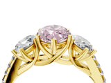 Yellow gold Three-Stone Fancy Pink Marquise Cut Diamond Ring with Pavé Band and Prong Setting_72