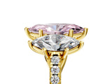 Yellow gold Three-Stone Fancy Pink Marquise Cut Diamond Ring with Pavé Band and Prong Setting_73