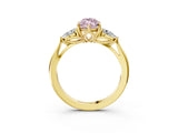 Yellow gold Three-Stone Fancy Pink Marquise Cut Diamond Ring with Pear  Side Stones in Four-Prong Setting_39