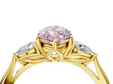 Yellow gold Three-Stone Fancy Pink Marquise Cut Diamond Ring with Pear  Side Stones in Four-Prong Setting_40