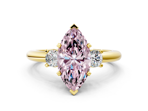 Yellow gold Three-Stone Fancy Pink Marquise  Cut Diamond Solitaire with Prong Setting and Classic Band_42