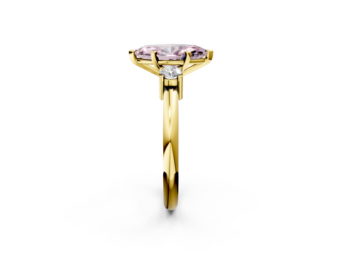 Yellow gold Three-Stone Fancy Pink Marquise  Cut Diamond Solitaire with Prong Setting and Classic Band_44