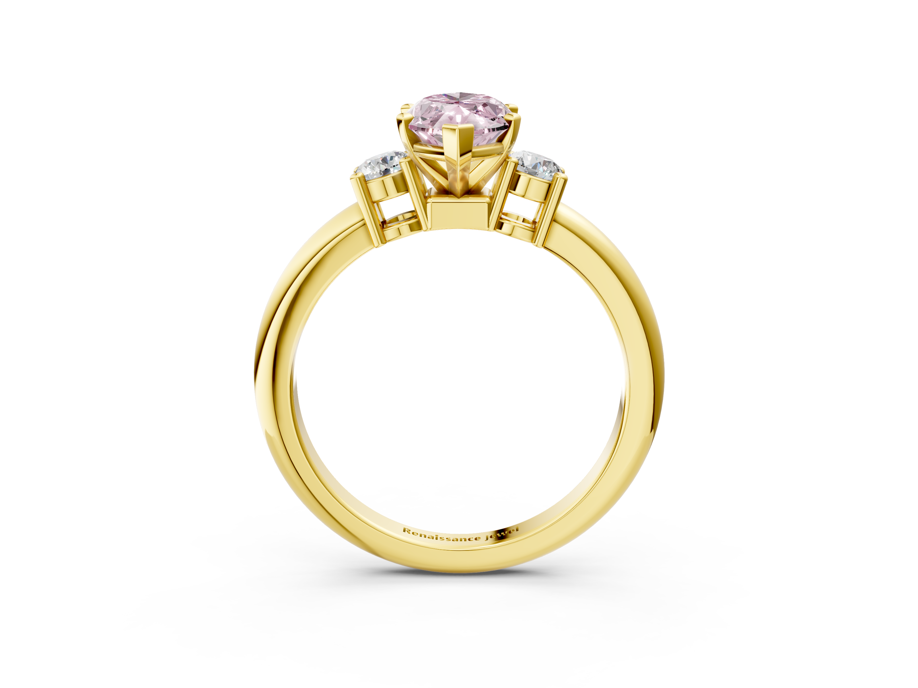 Yellow gold Three-Stone Fancy Pink Marquise  Cut Diamond Solitaire with Prong Setting and Classic Band_45