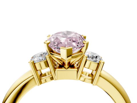 Yellow gold Three-Stone Fancy Pink Marquise  Cut Diamond Solitaire with Prong Setting and Classic Band_46